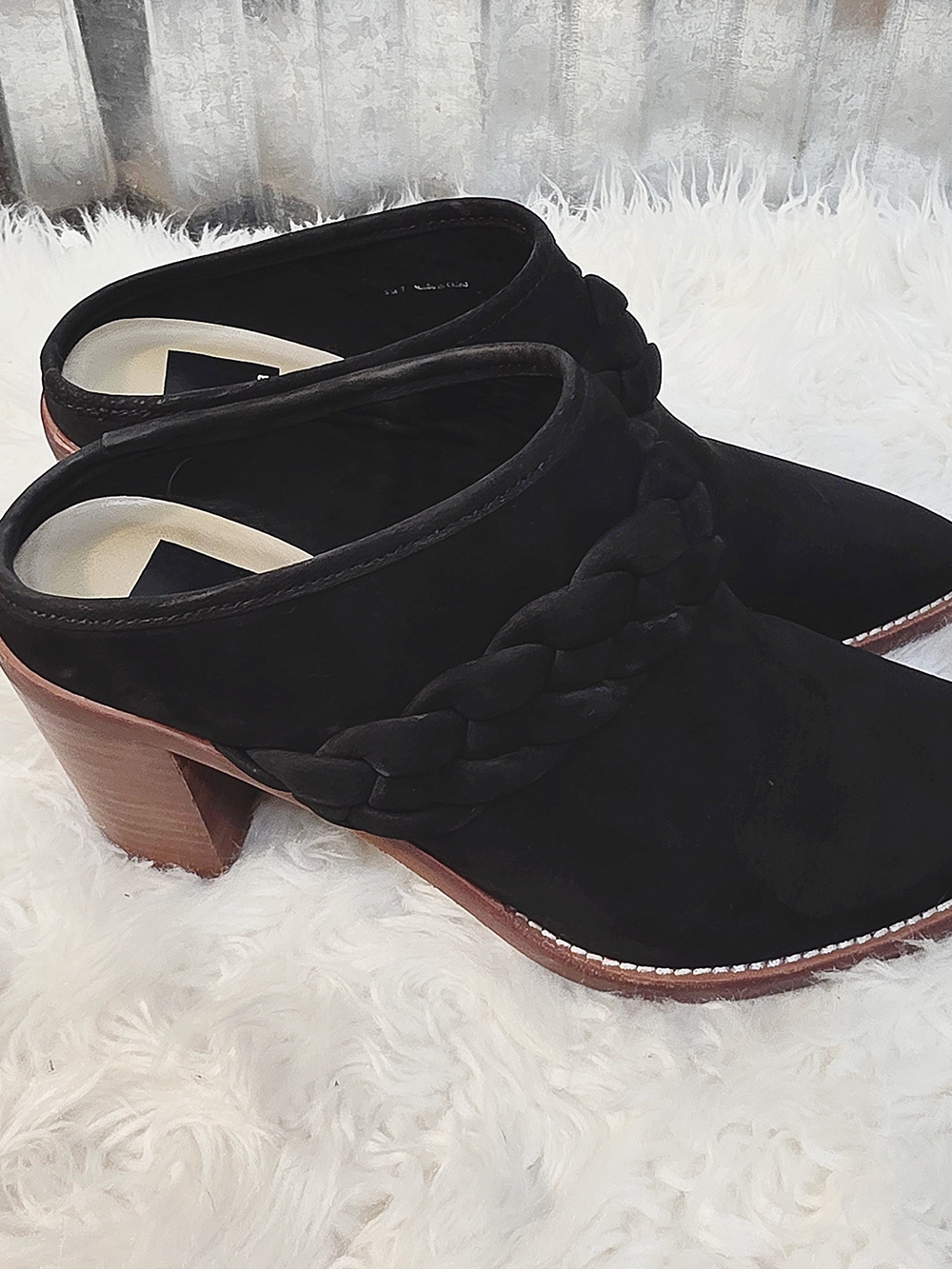 Dolce Vita Black Braided Pointed-Toe Mule Heels